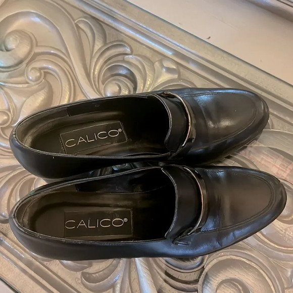 Vintage Calico 6M Leather Shoes 90's Block Heels Buckle Loafer - Picture 8 of 8